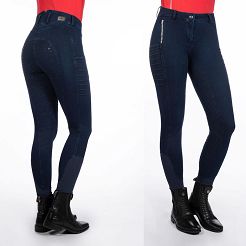 Riding breeches HKM -Aruba Denim- silicone full seat / 14585