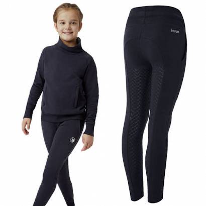 Kids Riding Tights HORZE Emmie, Organic Cotton Silicone Full Seat 