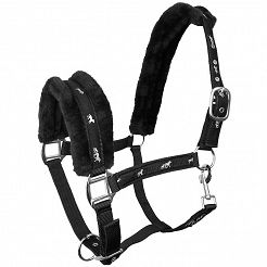 Horses halter SOFTY lined with fur - black