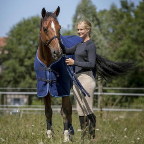 RIDING WORLD Derka polarowa z pasami - granat