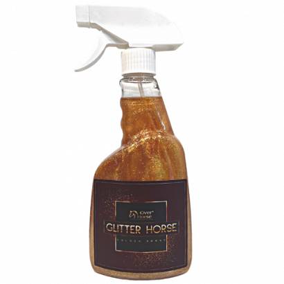 Preparat z brokatem do sierści , grzywy i ogona OVER-HORSE Glitter Golden Spray / 500ml