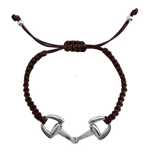 Delikatna brasoletka z motywem jeździeckim, wykonana z wysokiej jakości plecionego, brązowego sznureczka.