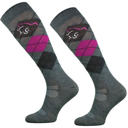 Merino Wool Equestrian Socks – Diamond Pattern Grey Melange / SPJW 01