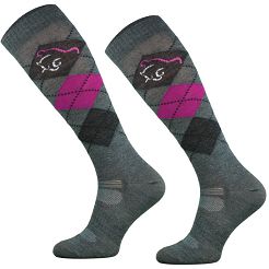 Podkolanówki jeździeckie Romby z wełną merynosa Grey Melange / SPJW 01