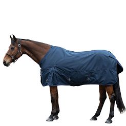 Turnout Rug, Waterproof HKM Chester, Fleece Lined, 600D Deep Blue / 14984