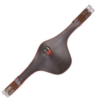 DAW-MAG Popręg skórzany skokowy z fartuchem, z karabinkiem / 11071  kolor brązowy