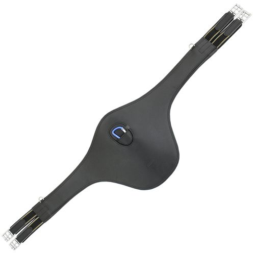 DAW-MAG Popręg skórzany skokowy z fartuchem, z karabinkiem / 11071 kolor czarny