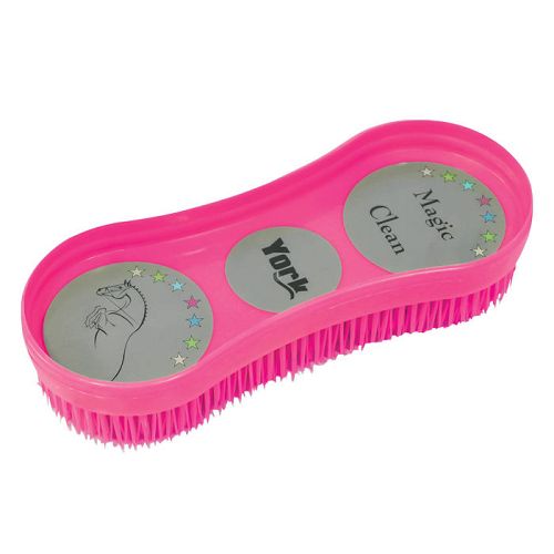 Plastic curry comb – Y Magic Clean horse grooming brush, Pink / 2450