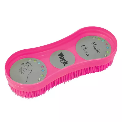 Plastic curry comb – Y Magic Clean horse grooming brush, Pink / 2450