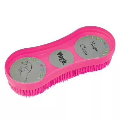 Plastic curry comb – Y Magic Clean horse grooming brush, Pink / 2450