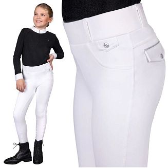 Riding tights winter QHP Juliet Junior full grip, white / 8812 - 3