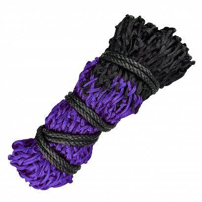 Hay net DUO length 110cm, mesh size 5cm - black and purple