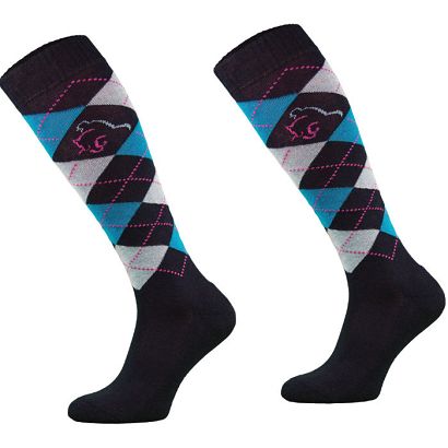 Riding cotton socks ROMBs 27 navy-blue-turquoise / SPDJ
