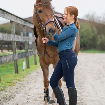 Breeches QHP Aylinn, youth, with a full seat and silicone print / 8482