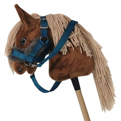 Halter-bridle HOBBY HORSE, lined with fur, with reins, turquoise