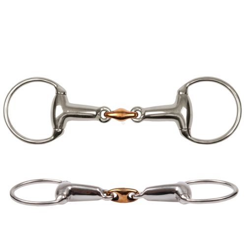 STALLION NY Wędzidło oliwkowe puste z łącznikiem mosiężnym - stal nierdzewna / 15172 