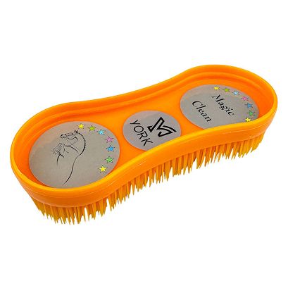 Plastic curry comb – Y Magic Clean horse grooming brush, Orange/ 2450