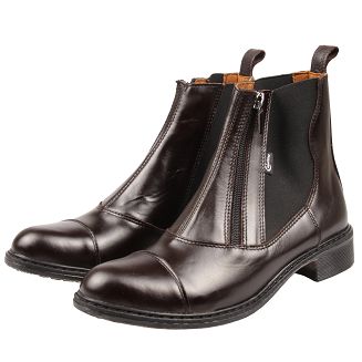 CAVALLINO Sztyblety skórzane z zamkiem z przodu damskie - krótkie buty do jazdy konnej   (rozmiary od 35 do 41) / 0455701 - brązowe