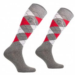 Riding cotton socks ROMBs / SPDJ grey-red-white 17
