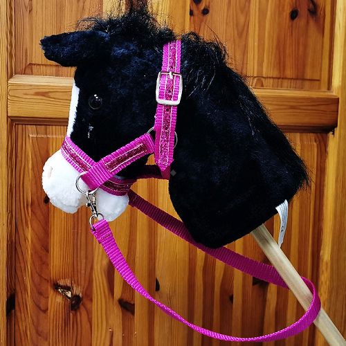 Halters-Bridle Glitter HOBBY HORSE with Reins Fuchsia