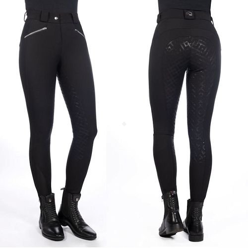 Sportowe, funkcyjne spodnie do jazdy konnej.