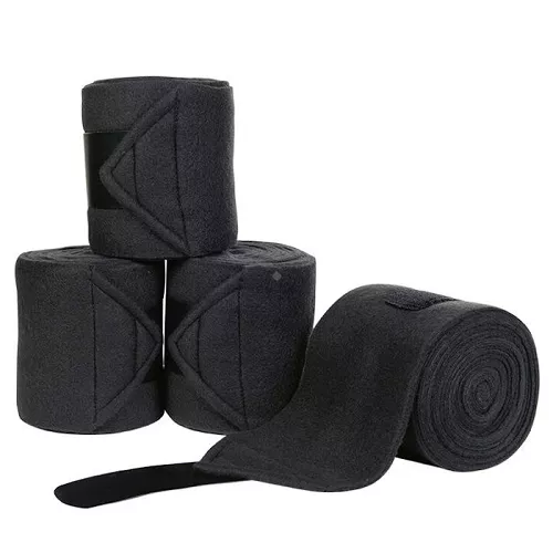 Fleece Bandages HKM Innovation, set of 4,  Black / 12624