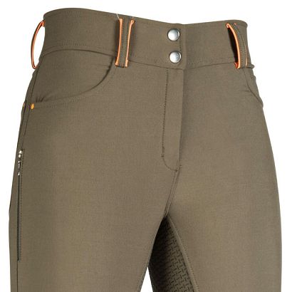 Riding breeches HKM Lyon silicone full seat, olive green/  13534