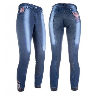 Bryczesy młodzieżowe z pełnym silikonowym lejem HKM - USA Jeggings / 8572