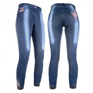 Bryczesy młodzieżowe z pełnym silikonowym lejem HKM - USA Jeggings / 8572