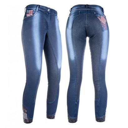 0 Bryczesy młodzieżowe  HKM USA Jeggings z pełnym silikonowym lejem / 8572