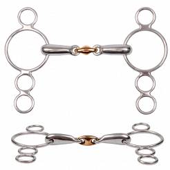 Hollow 3-ring continental  bit STALLION-NY  with copper link - stainless steel / 15219 