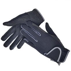Children's riding gloves BIANKA black and grey