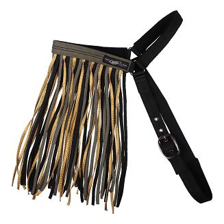 Naczółek z frędzlami QHP chroniący przed owadami, Lato 2022 /5347 Kolor khaki z czarnym paskiem - safari.