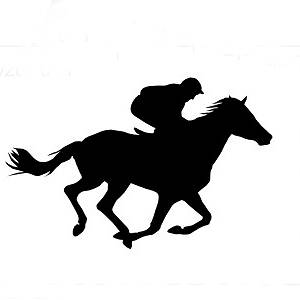 011 koń z jeźdźcem - wyścigi czarny