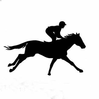 016 koń z jeźdźcem - wyścigi czarny