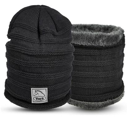 Zimowa czapka + komin Y czarna / 45777