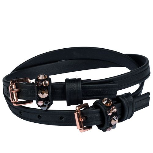 Paski do ostróg HKM Biothan, Rosegold Glamour czarne / 13831