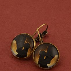 OLD FASHION Brass Dangle Earrings with Horse Motif / 1243OLD FASHION Brass Dangle Earrings with Horse Motif / 1243