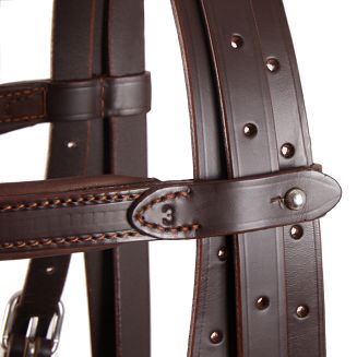 DAW-MAG Ogłowie (kantar) rajdowe / 140311 -  zbliżenie na mocowanie pasków wędzidłowych.