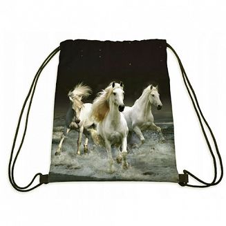 Worek - plecak w konie FULL PRINT - siwe konie, galopujące po wodzie  014
