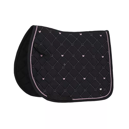 Saddle Pad VE Shetty QHP Lize, Black with Violet Hearts/ 3236