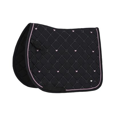 Saddle Pad VE Shetty QHP Lize, Black with Violet Hearts/ 3236