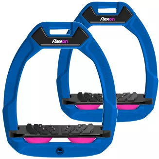 FLEX-ON Strzemiona SAFE-ON - inclined ULTRA grip - niebieska ramka - czarna wkładka - różowy elastomer