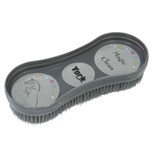 Szczotka plastikowa - zgrzebło Y Magic Clean do pielegnacji koni Popielata /  245002