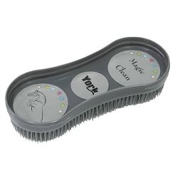 Szczotka plastikowa - zgrzebło Y Magic Clean do pielegnacji koni Popielata /  245002