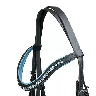 Leather bridle for pony  Abigail Y Black and Turquoise - 2
