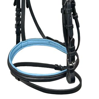 Ogłowie skórzana na kucyka Y Abigail czarne z turkusowymi dodatkami /39210 - 3