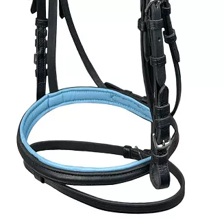 Leather bridle for pony  Abigail Y Black and Turquoise - 3