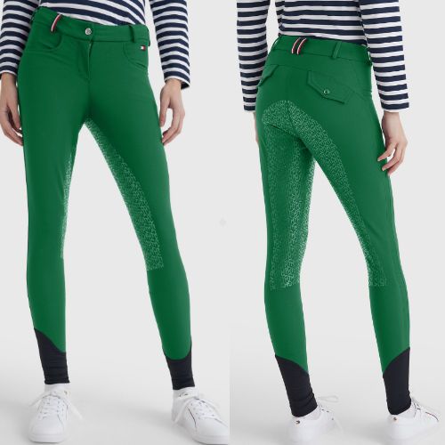 Bryczesy damskie TOMMY HILFIGER Classic Style / H07WFBR101 - kolor ciemna zieleń - hunter