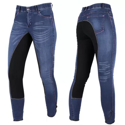 5455D HKM Ladies' breeches - Summer Denim with 3/4 Alos edging